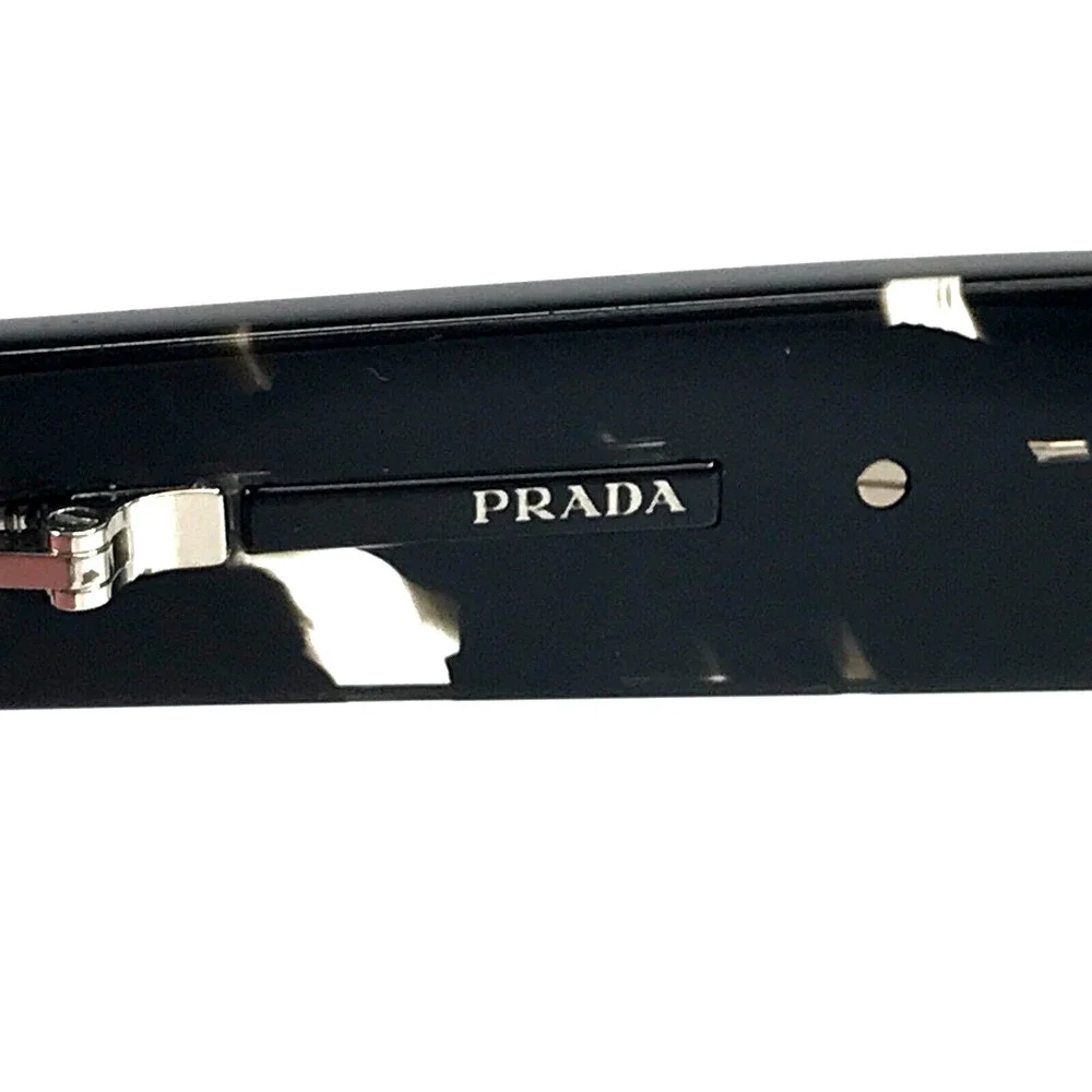 Prada Sunglasses SPRA03 15O-70C Black Clear Tortoise Frames w/ Pink Polarized